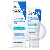 CeraVe gel hidratante ultraligero para rostro, absorción rápida y sensación fresca.