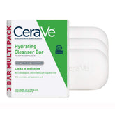 CeraVe Hydrating Cleanser Bar packaging close-up, fragrance-free for sensitive skin