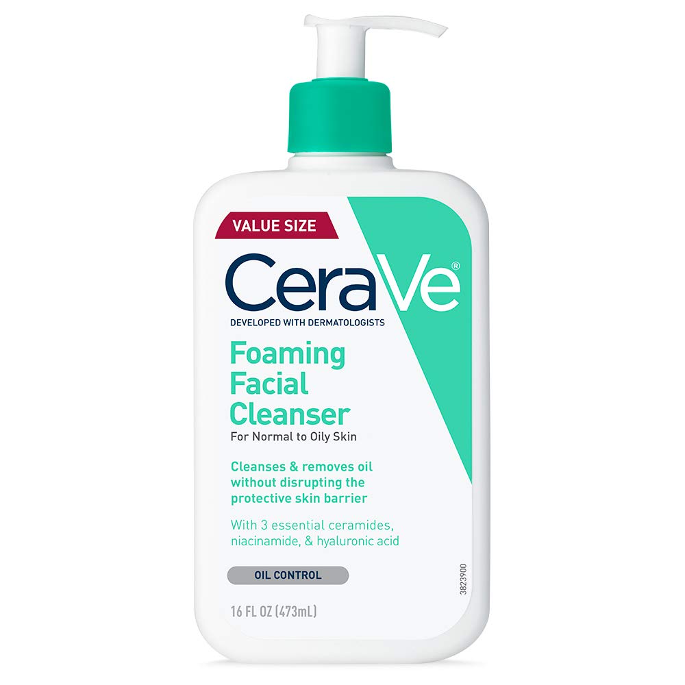 Cerave limpiador espuma facial para piel grasa, limpia y refresca sin resecar