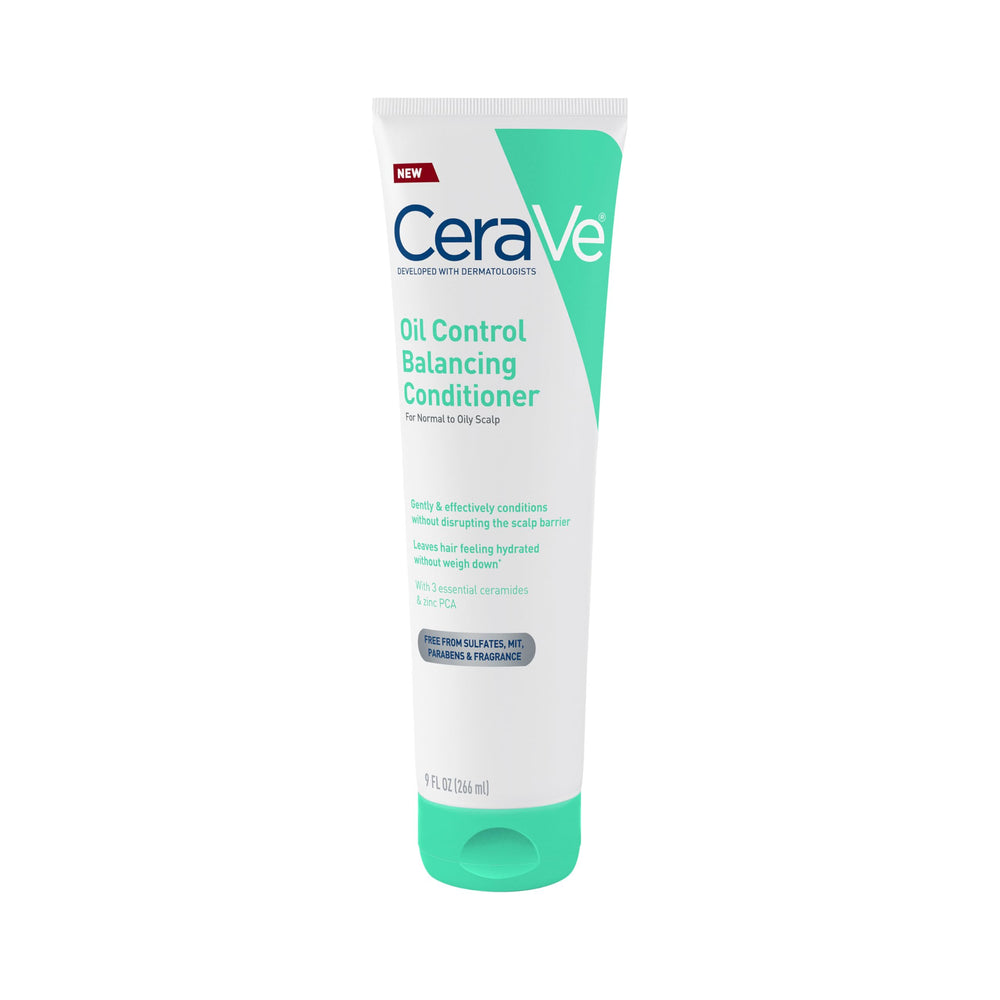 CeraVe Oil Control Balancing Conditioner bottle-pump for oil balance and hydration.