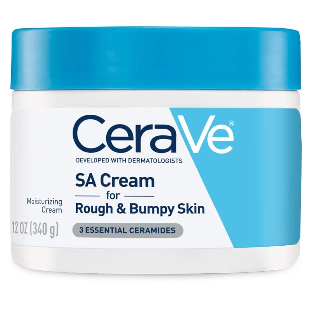 CeraVe SA Cream bottle pour for rough, bumpy skin; lightweight, non-greasy.
