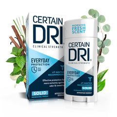 Certain Dri Everyday Strength antiperspirant stick application at night provides long-lasting protection.