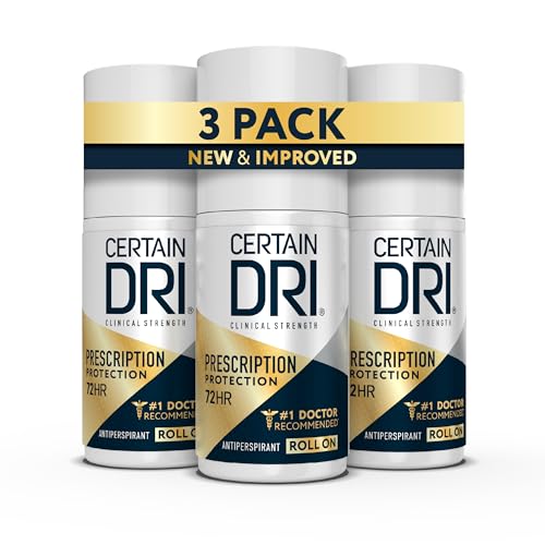 Certain Dri prescription-strength bottle close-up showing fragrance-free protection.