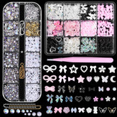 CESUSME 3D nail charms set with bows and gems for dazzling DIY nails.