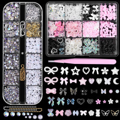 CESUSME 3D nail charms set with bows and gems for dazzling DIY nails.