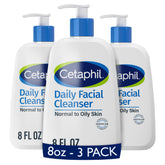 Cetaphil Daily Facial Cleanser bottle shown for gentle daily cleansing on sensitive skin.