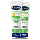 Cetaphil Daily Facial Moisturizer SPF 50 bottle shown for daily sun protection and hydration