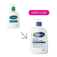 Cetaphil Intensive Healing Lotion label closeup highlighting fragrance-free formula suitable for sensitive skin.