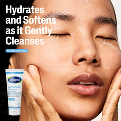 Cetaphil Limpiador Suave: botella en primer plano, limpieza suave para piel sensible.