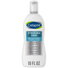 Cetaphil RESTORADERM bottle front showing the soothing wash for dry skin and its subtle branding