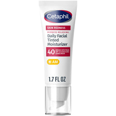 Cetaphil Rostro rojez hidratante SPF 40 en frasco, hidratación suave y protección solar.