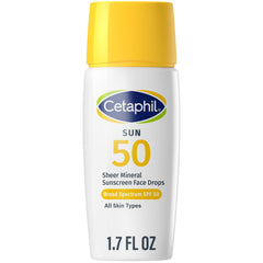 Cetaphil Sheer Mineral Face Liquid Sunscreen en envase, ideal para piel sensible y uso diario.