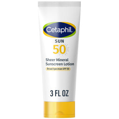 Cetaphil protector solar mineral SPF 50 para cara y cuerpo, protección suave para piel sensible.
