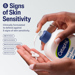 Cetaphil Textura cremosa en aplicación suaviza piel seca al tacto