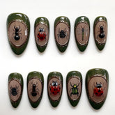 CEWEWP uñas adhesivas almendra con insectos 3D para el verano