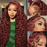 Cfaimity reddish-brown lace front wig with 30 inch length for dramatic length and volume.