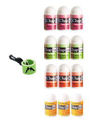 CHAP-ICE conjunto de 12 bálsamos mini para llevar en cualquier bolso.