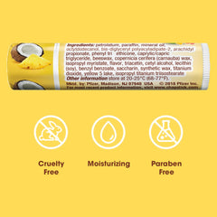 ChapStick Aloha Coconut muestra aplicación suave para labios secos y confortables.