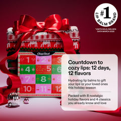 ChapStick calendario adviento 2025, empaque navideño acogedor, perfecto como regalo y cuidado diario.