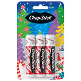 ChapStick Candy Cane lip balm tubes in a convenient 3-pack for on-the-go moisture.