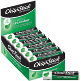 ChapStick Classic Spearmint 12-pack tubes on display for easy lip care.