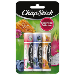 ChapStick Superfood Balm Dragon Fruit 3-Pack on the go for daily moisture.
