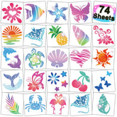 CHARLENT tatuajes brillantes tropicales para fiesta Aloha, ideales como decoración.