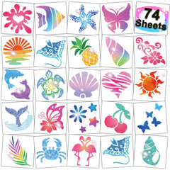 CHARLENT tatuajes brillantes tropicales para fiesta Aloha, ideales como decoración.