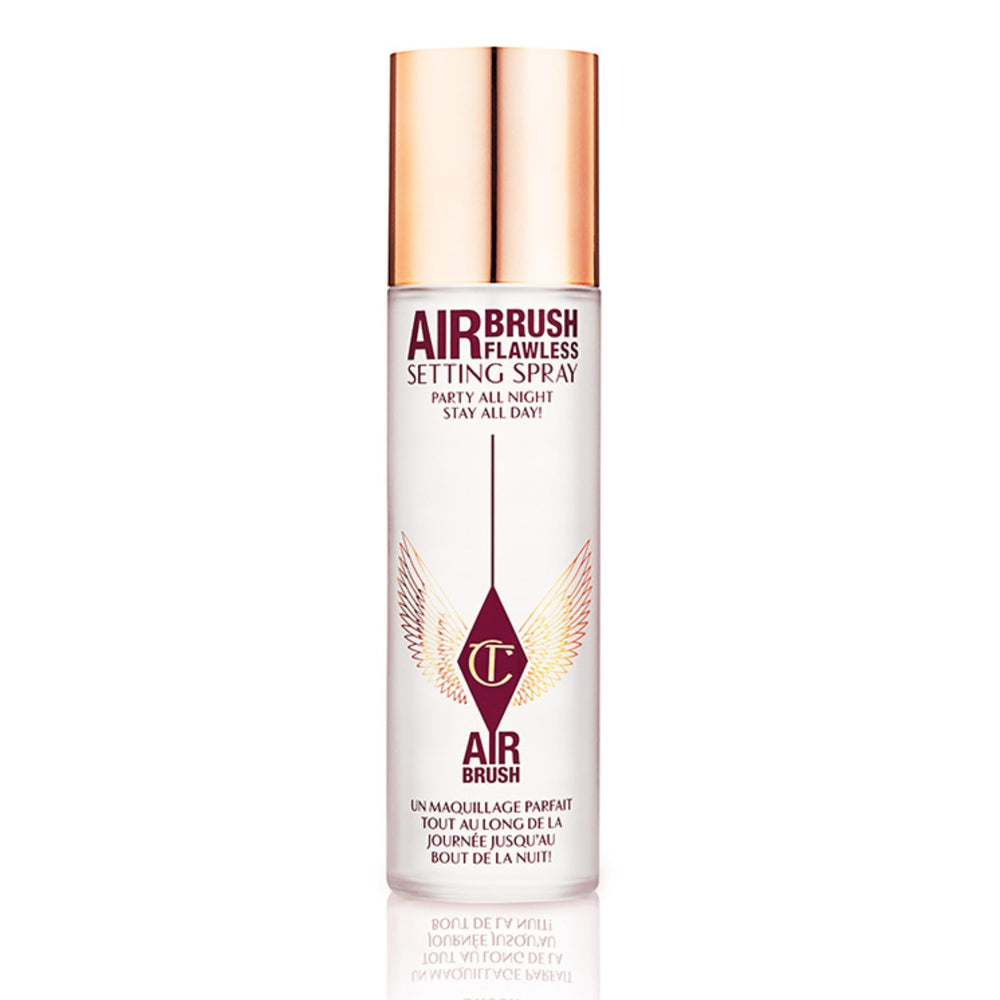Charlotte Tilbury Airbrush Flawless Setting Spray bottle priming and hydrating makeup.