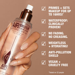 Charlotte Tilbury setting spray mist-on-face demonstrates light hydration without heaviness