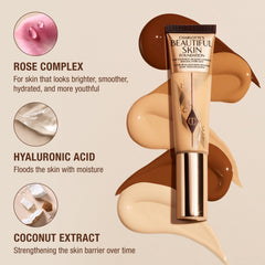 Charlotte Tilbury Beautiful Skin Foundation close-up highlighting hydration.