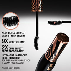 Ultra-curved Exagger-Eyes brush in action lifting lashes