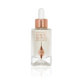 Charlotte Tilbury Magic Serum Crystal Elixir bottle closeup showing firming and brightening benefits