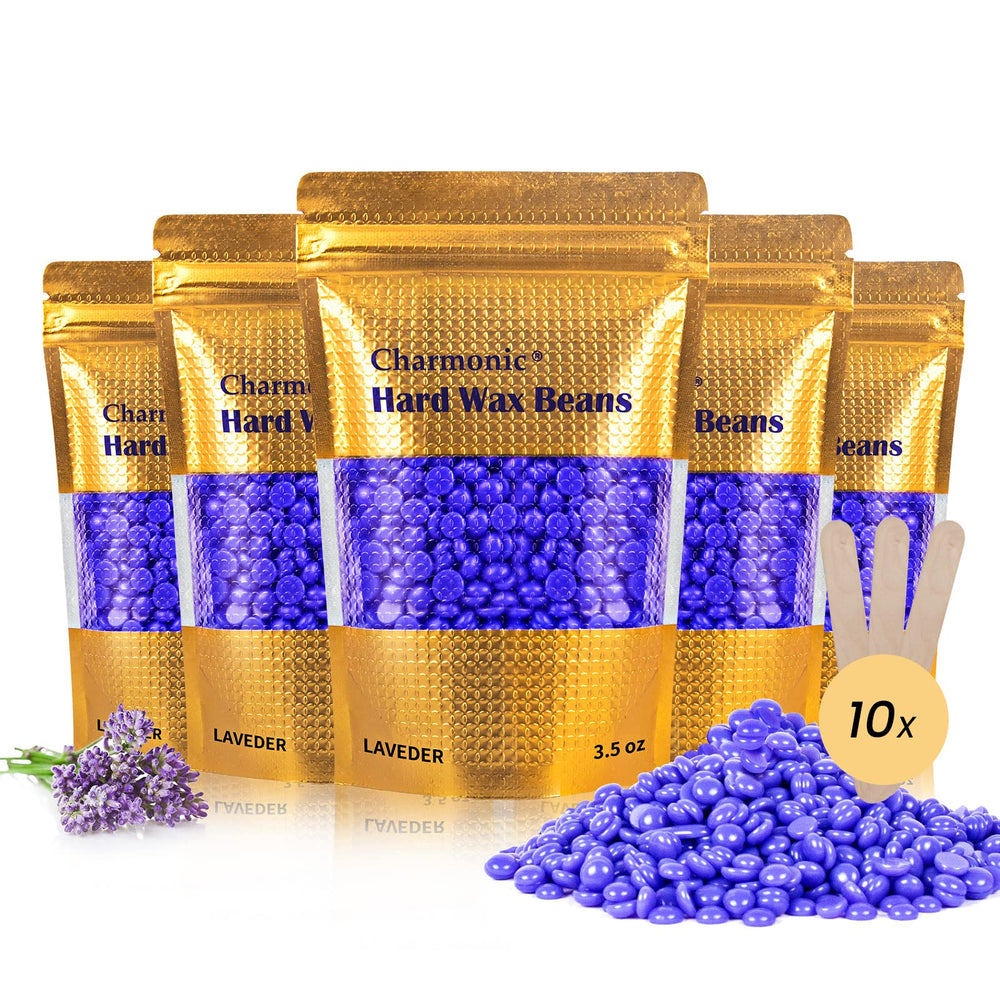 Charmonic hard wax beads for application demonstrate easy hair removal prep.