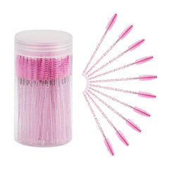 CHEFBEE lash brush with pink container for tidy on-the-go lash care.