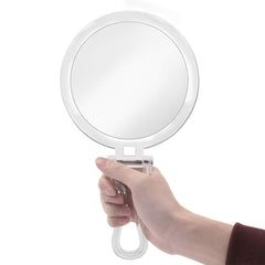 Cheftick folding-handle mirror provides versatile angles for handheld or tabletop use.