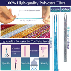 CHENZI heat-resistant polyester tinsel detail suitable for heat styling.