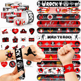 Cherisnowy tatuajes temporales rock y roll para fiestas coloridas