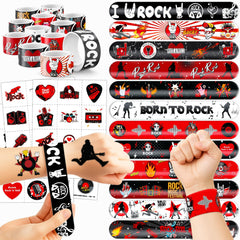 Cherisnowy tatuajes temporales rock y roll para fiestas coloridas