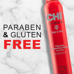 CHI 44 Iron Guard heat protection mist demonstrates even coverage