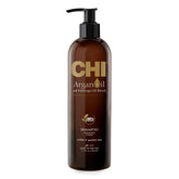 CHI Champú Aceite de Argán, botella frontal, hidratación suave para cabello seco.