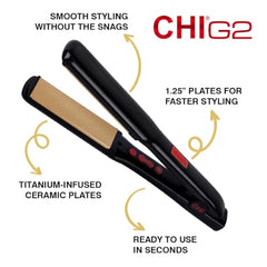 CHI G2 Flat Iron features a clear LCD display for precise temperature control.