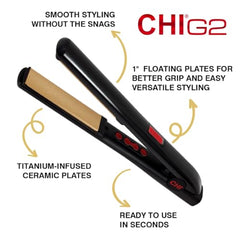 CHI G2 rapid heat up in about 40 seconds for quick styling.