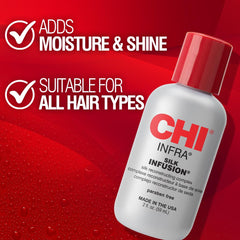 CHI Infra Silk Infusion protege el cabello del calor de plancha y secador
