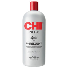 CHI Infra Shampoo, botella detalle, hidrata y protege el cabello dañado por calor