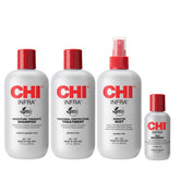 CHI Infra Shampoo bottle closeup showing moisture balance for hair