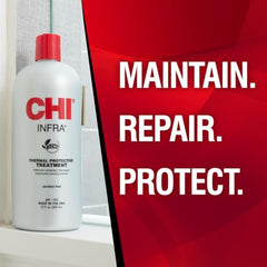 CHI Infra Thermal Treatment being applied to hair to demonstrate even distribution.