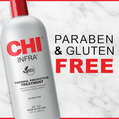 CHI Infra Thermal Treatment on hair closeup highlights silky softness and radiant gloss.