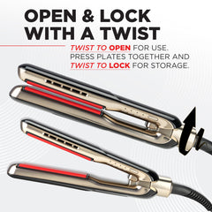 CHI Lava MiniStyler ceramic-lava plates ensure even heat for glossy hair
