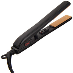 The CHI mini flat iron shows a compact design for easy on-the-go styling.